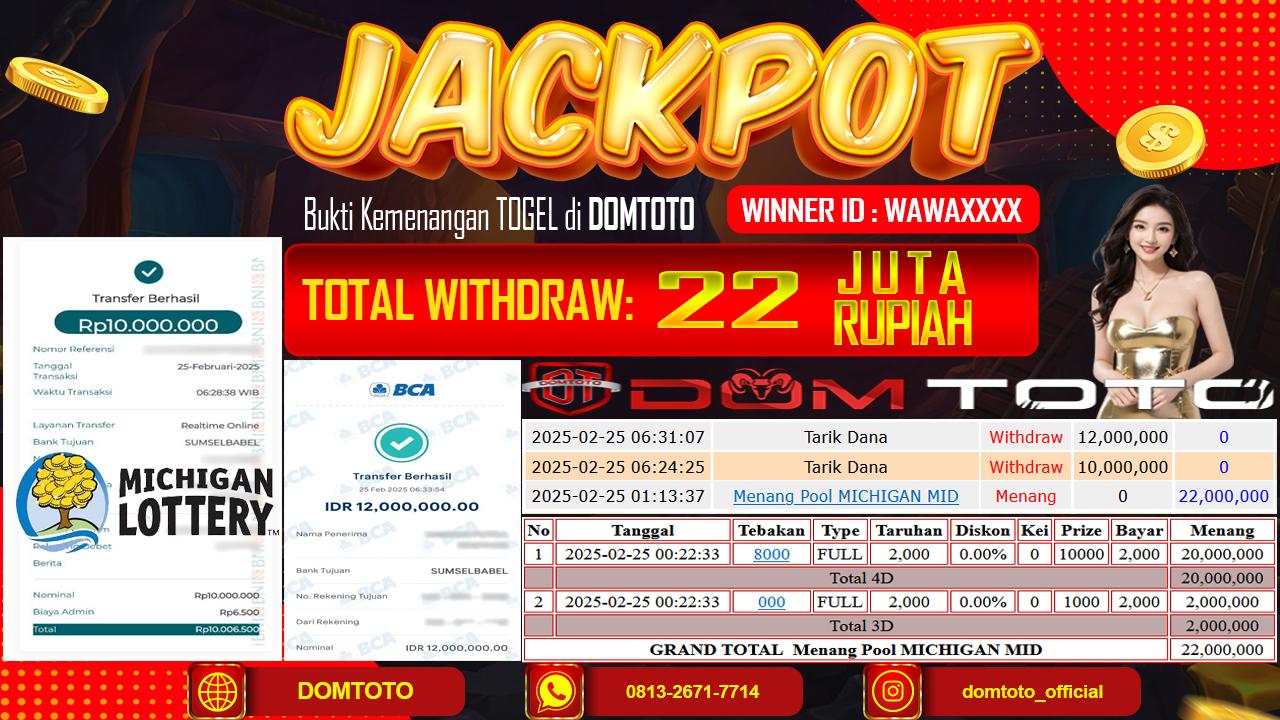 JACKPOT TOGEL MICHIGAN MIDDAY 25 FEBRUARI 2025